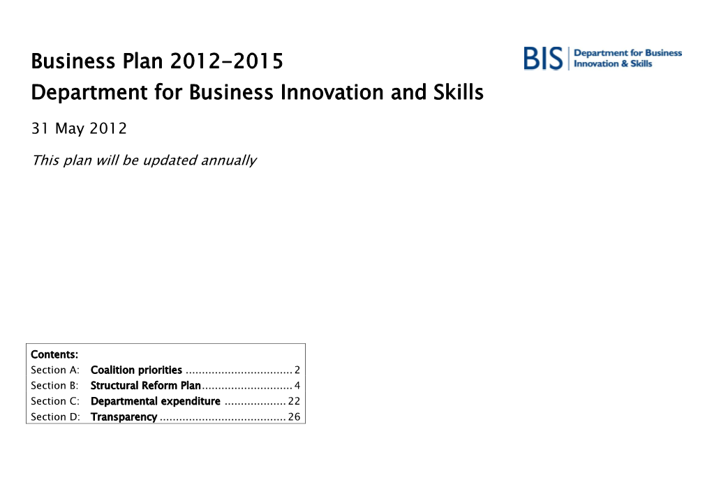 Department for Business, Innovation and Skills