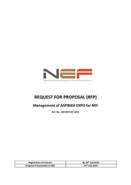 RFP) Management of ASPIRASI EXPO for NEF
