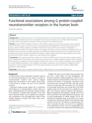 Functional Associations Among G Protein-Coupled Neurotransmitter Receptors in the Human Brain Skirmantas Janušonis
