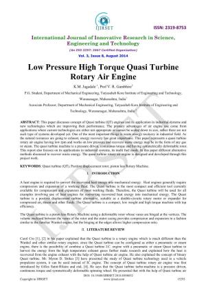 Low Pressure High Torque Quasi Turbine Rotary Air Engine