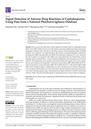 Signal Detection of Adverse Drug Reactions of Cephalosporins Using Data from a National Pharmacovigilance Database