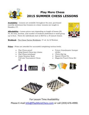 2015 Summer Chess Lessons
