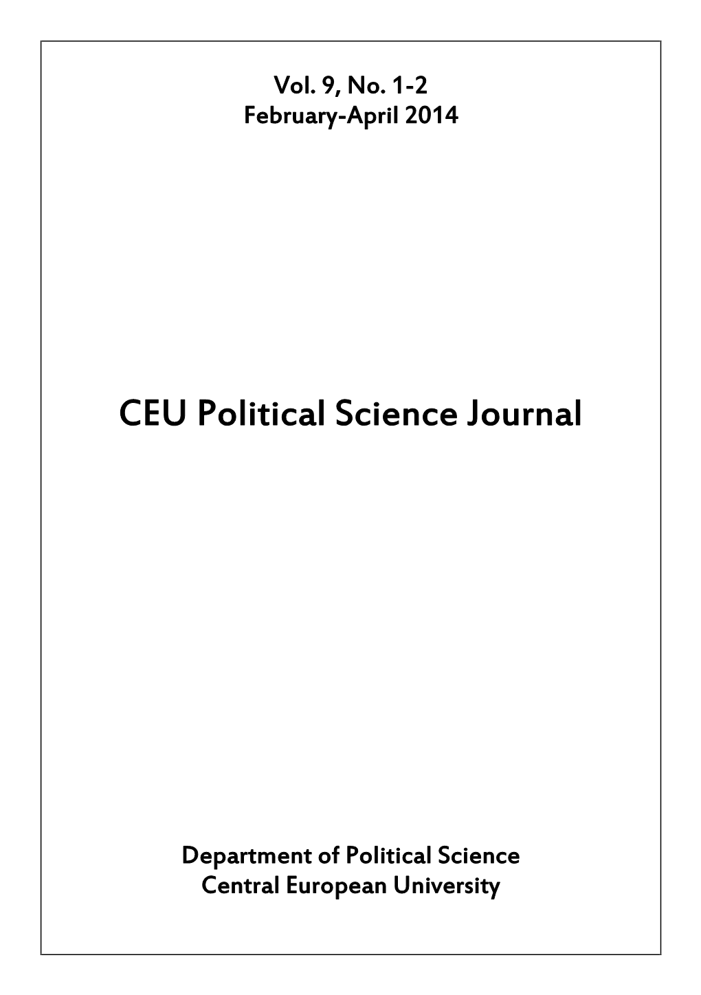 CEU Political Science Journal