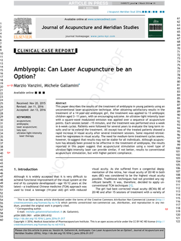 Amblyopia: Can Laser Acupuncture Be an Option?
