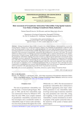 INDONESIAN JOURNAL on GEOSCIENCE Risk Assessment Of