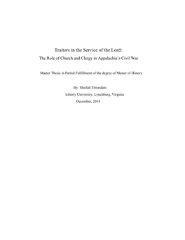 Traitors in the Service of the Lord: the Role of Church and Clergy in Appalachia’S Civil War