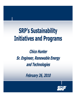SRP's Sustainability Initiatives and Programs
