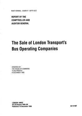 The Sale of London Transport's Bus Operating Companies