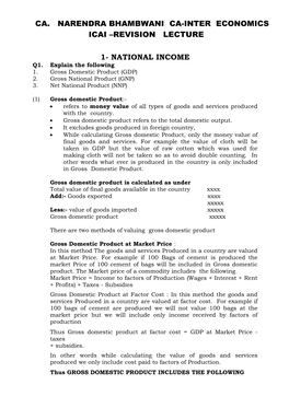 National Income Q1