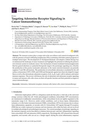 Targeting Adenosine Receptor Signaling in Cancer Immunotherapy