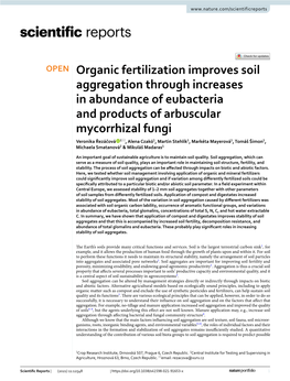 Organic Fertilization Improves Soil Aggregation Through Increases In
