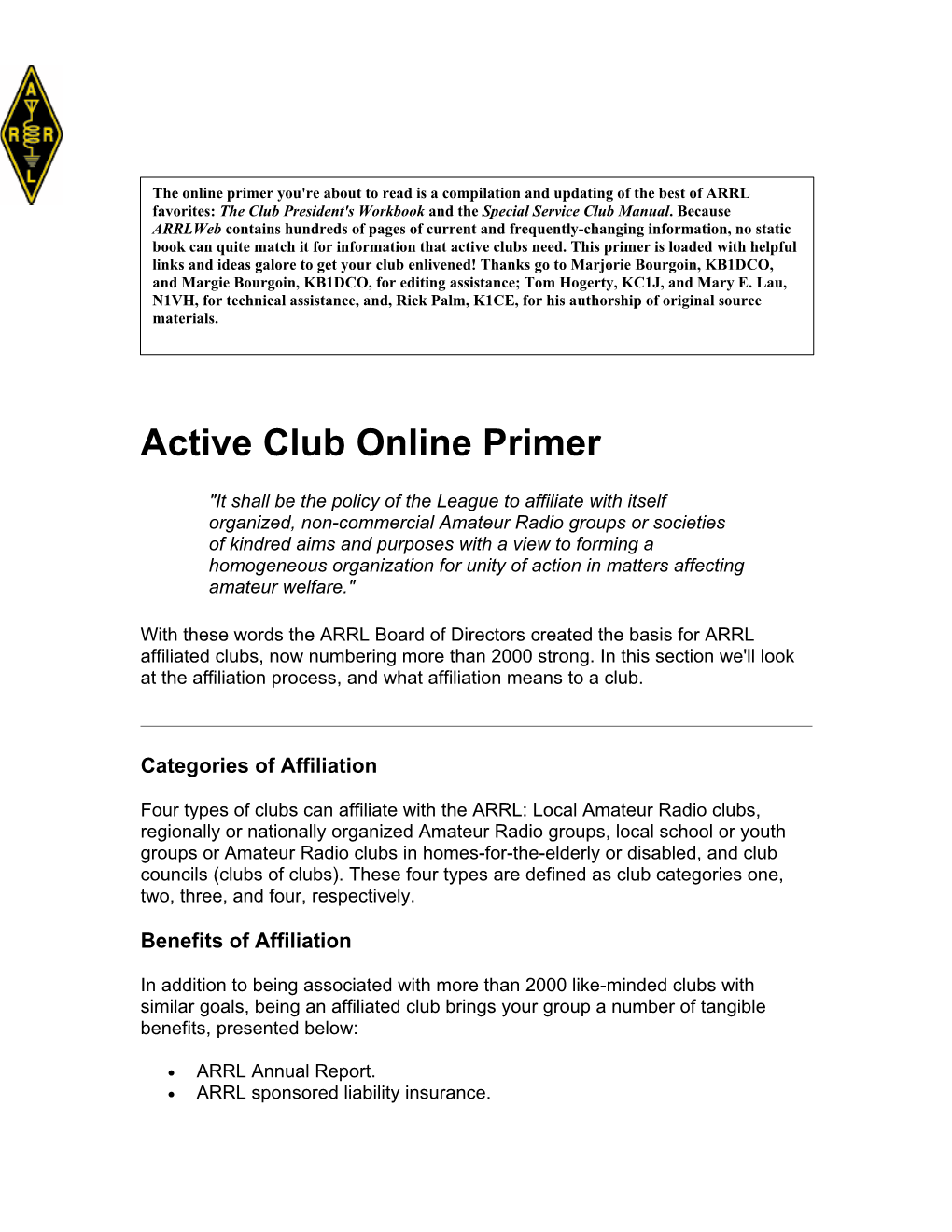 Active Club Online Primer