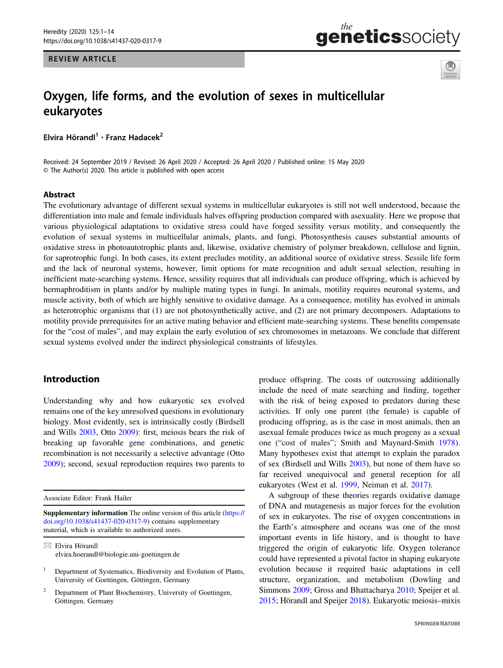 Oxygen, Life Forms, and the Evolution of Sexes in Multicellular Eukaryotes