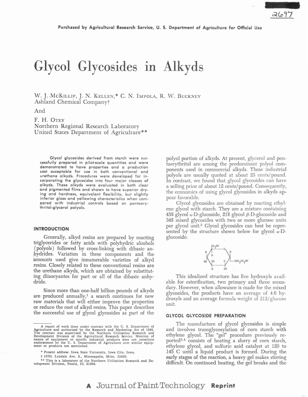 Glycol Glycosides III Alkyds