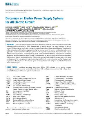 Discussion on Electric Power Supply Systems for All Electric Aircraft