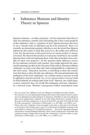 4 Substance Monism and Identity Theory in Spinoza