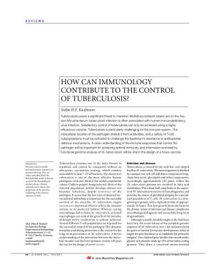 How Can Immunology Contribute to the Control of Tuberculosis?