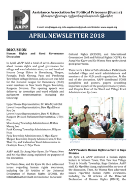 April Newsletter 2018