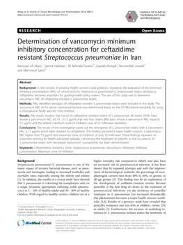 Determination of Vancomycin Minimum Inhibitory Concentration
