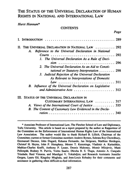 The Status of the Universal Declaration of Human Rights in National and International Law