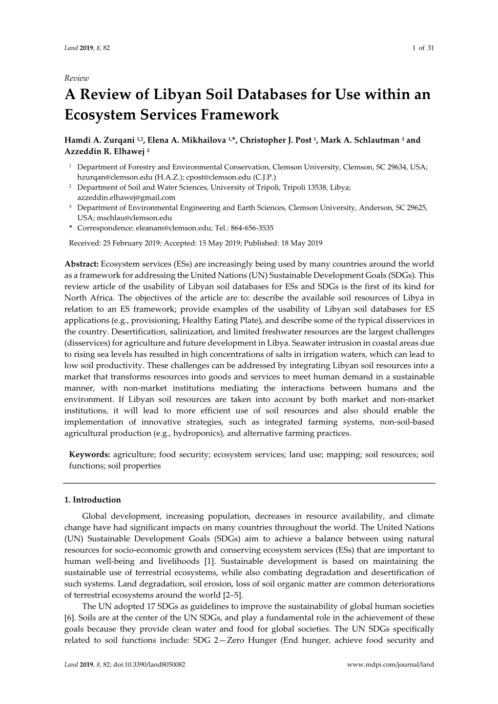 A Review of Libyan Soil Databases for Use Within an Ecosystem Services Framework