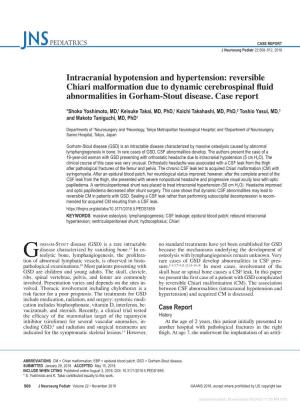 Intracranial Hypotension and Hypertension: Reversible Chiari Malformation Due to Dynamic Cerebrospinal Fluid Abnormalities in Gorham-Stout Disease