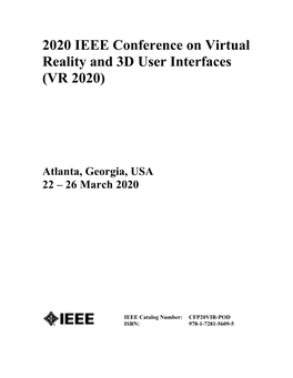 2020 IEEE Conference on Virtual Reality and 3D User Interfaces