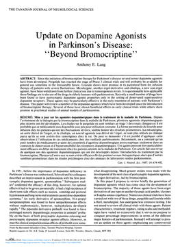 Update on Dopamine Agonists in Parkinson's Disease: "Beyond Bromocriptine" Anthony E