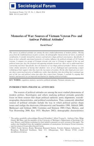 Sources of Vietnam Veteran Pro- and Antiwar Political Attitudes1
