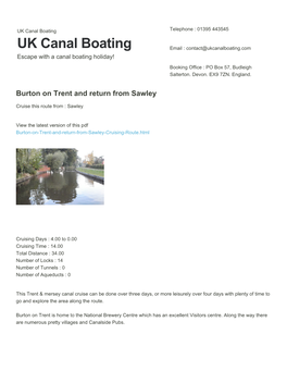 Burton on Trent and Return from Sawley | UK Canal Boating