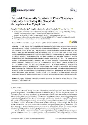 Bacterial Community Structure of Pinus Thunbergii Naturally Infected by the Nematode Bursaphelenchus Xylophilus