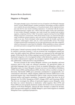 Negation in Mongolic