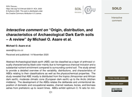 Origin, Distribution, and Characteristics of Archaeological Dark Earth Soils – a Review” by Michael O