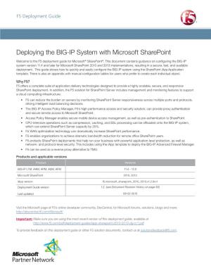 Deploying the BIG-IP System with Microsoft Sharepoint