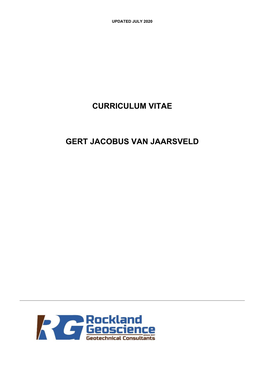 Curriculum Vitae Gert Jacobus Van Jaarsveld