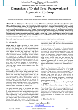 Dimensions of Digital Nepal Framework and Appropriate Roadmap