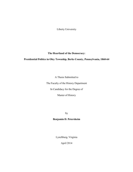 Presidential Politics in Oley Township, Berks County, Pennsylvania, 1860-64