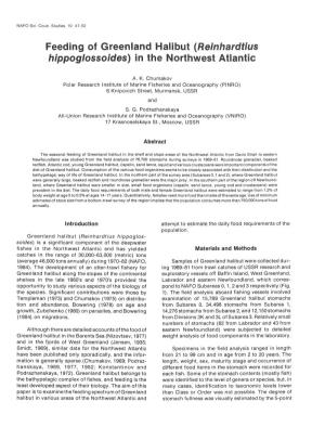 Reinhardtius Hippoglossoides) in the N Rthwest Auanti