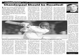 Chanderpaul Should Be Recalled!