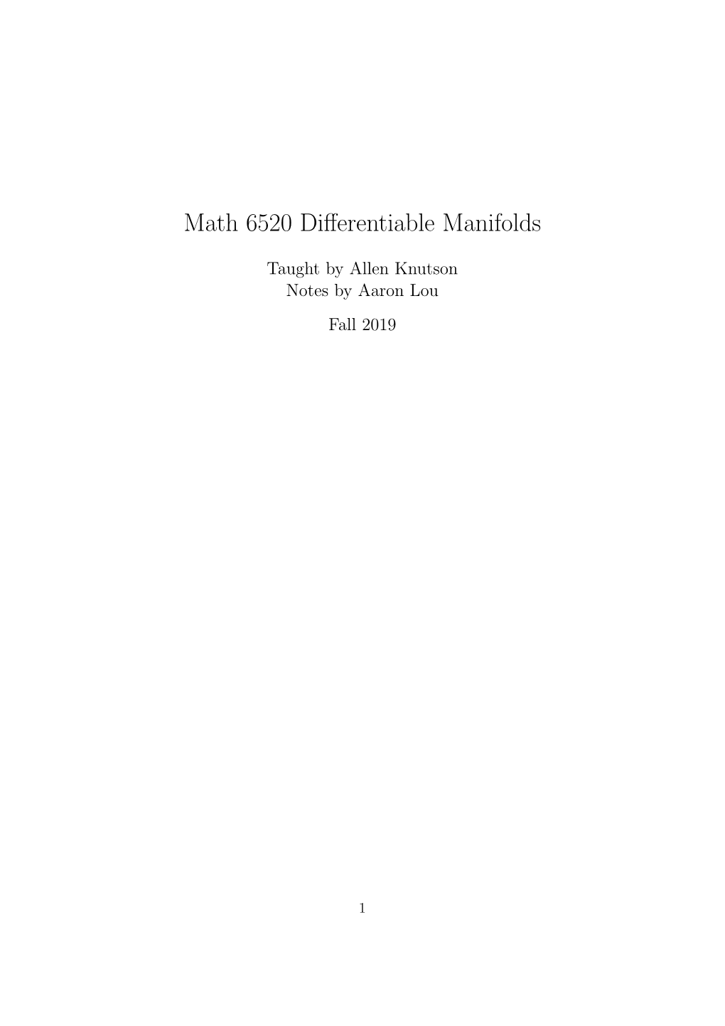 Math 6520 Differentiable Manifolds