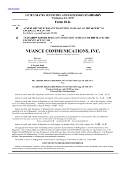 NUANCE COMMUNICATIONS, INC. (Exact Name of Registrant As Specified in Its Charter)