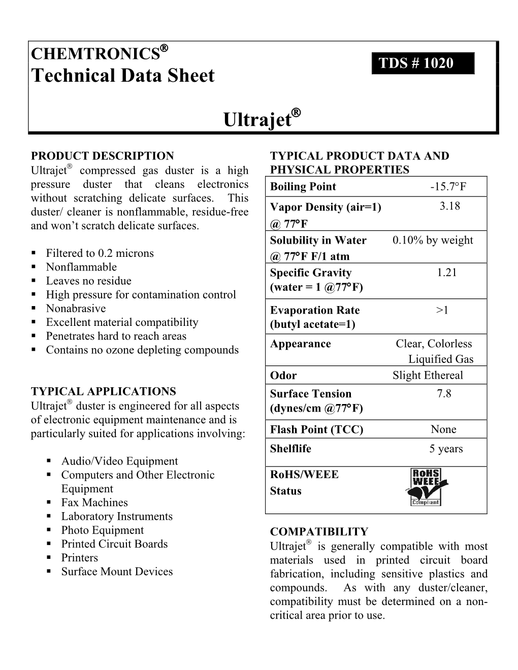 Technical Data Sheet Ultrajet