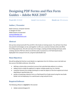 Designing PDF Forms and Flex Form Guides – Adobe MAX 2007