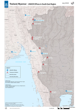 Thailand/Myanmar : UNHCR Offices in South East Region July 2019