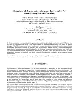 Experimental Demonstration of a Crossed Cubes Nuller for Coronagraphy and Interferometry