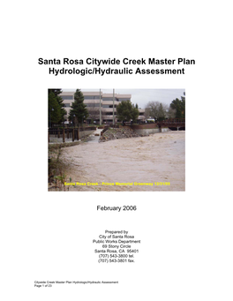 Santa Rosa Citywide Creek Master Plan Hydrologic/Hydraulic Assessment