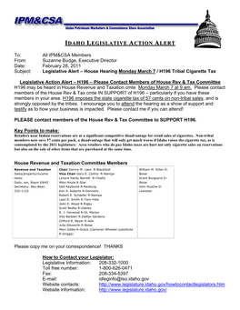 Legislative Alert H196 2-28-11