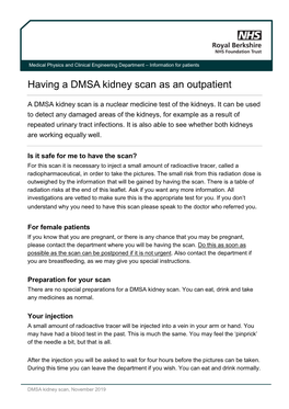 Having a DMSA Kidney Scan As an Outpatient