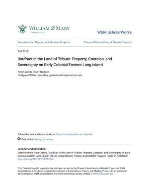 Property, Coercion, and Sovereignty on Early Colonial Eastern Long Island