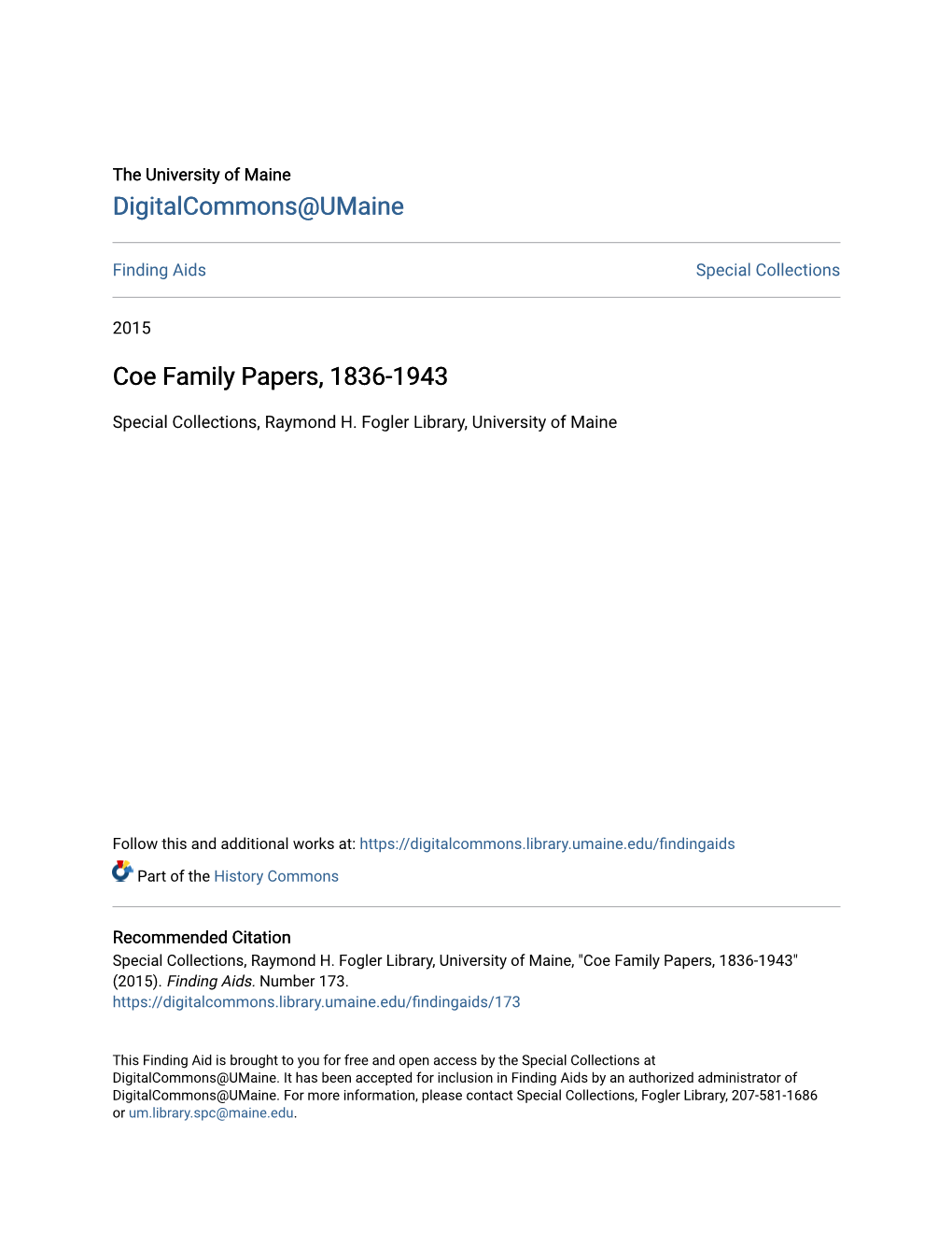Coe Family Papers, 1836-1943